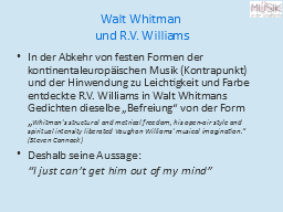 Walt Whitman 
und R.V. Williams