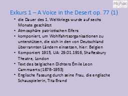 Exkurs 1 – A Voice in the Desert op. 77 (1)
